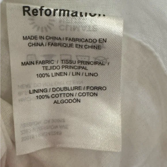 NWT Reformation Lucila Linen Dress Ruffle Trimmed Midi in White Size 8
